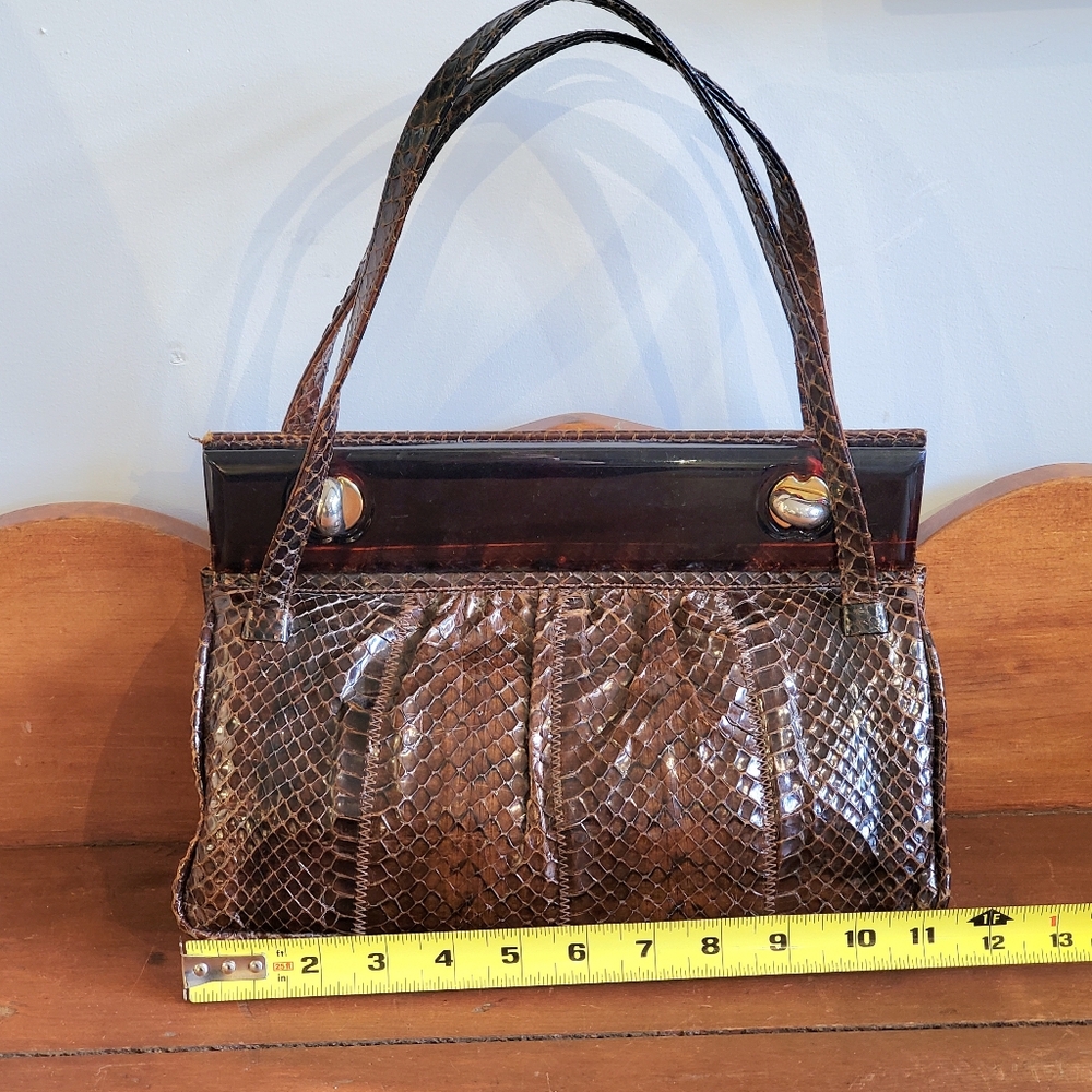 Vintage 70s 80s Snakeskin & Lucite Purse Bag Made In Canada